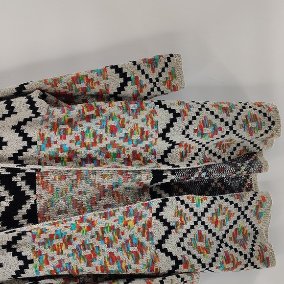 Debut Small Aztec Open Front Cardigan Sweater Black Multicolor - Picture 3 of 5